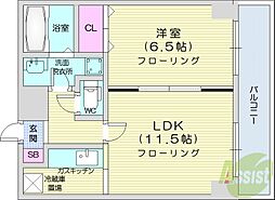 レノンテラーザ6-3 1LDKの間取図画像
