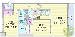 JPnoie円山表参道 2LDKの間取図画像