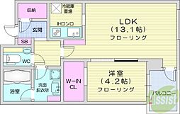 プライムメゾン南2条 1LDKの間取図画像