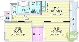 第2北進建鉄ビル恵友エアリス23 2DKの間取図画像