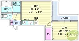 カピテーヌ円山 1LDKの間取図画像