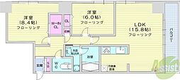 レジディア大通公園 2LDKの間取図画像