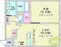 K'skowaN20 1LDKの間取図画像