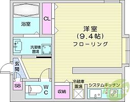 W33 ワンルームの間取図画像