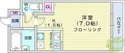 レノンテラーザ6-3 1Kの間取図画像