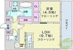 レガーロ美術館通 1LDKの間取図画像