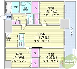 ブロックヒルズ 3LDKの間取図画像