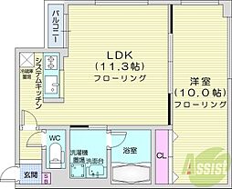 KDXレジデンス南三条 1LDKの間取図画像