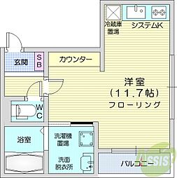 Libertia苗穂駅前 1Kの間取図画像