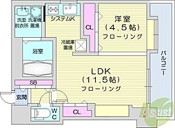 ピュア東彩館2 1LDKの間取図画像