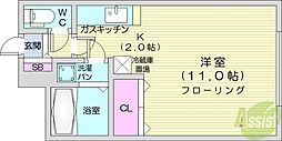 ルーベン・クラッセ 1Kの間取図画像