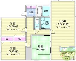 コーポDAN宮の森 3LDKの間取図画像