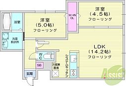 PRIMECOURT麻生 2LDKの間取図画像