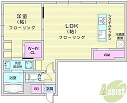 札幌市中央区北八条西20丁目マンション 1LDKの間取図画像