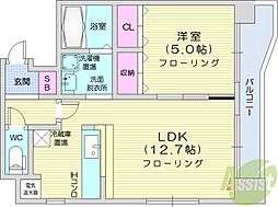 シャレオ当別弐番館 1LDKの間取図画像