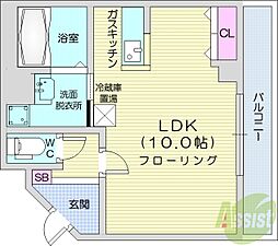 フィオーレクレッシェレ 1Kの間取図画像