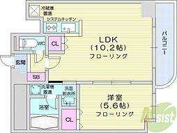 ハイコートN1 1LDKの間取図画像