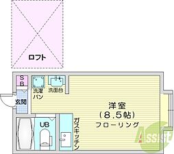シャトー北24条 ワンルームの間取図画像