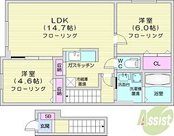 ピアコートアンジェ 2LDKの間取図画像