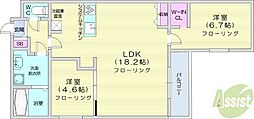 札幌市中央区南十五条西8丁目マンション 2LDKの間取図画像