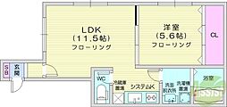 ジュアン 1LDKの間取図画像