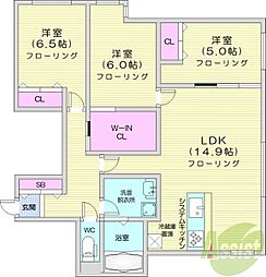 レブニーズ ザ・レジデンス 宮の森 3LDKの間取図画像