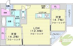 グランカーサ南6条 2LDKの間取図画像