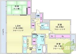 桂和レジデンス円山桜 3LDKの間取図画像