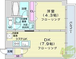グレースコート円山北 1DKの間取図画像