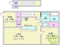 ウインドブレイク 2LDKの間取図画像