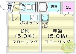 グランツール北26条 1DKの間取図画像