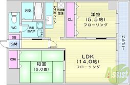 クレールゆりがはら 2LDKの間取図画像