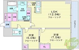 PRIMEURBAN札幌リバーフロント 2LDKの間取図画像