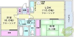 ピアレス麻生 2LDKの間取図画像