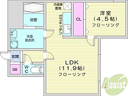 Victoire麻生 1LDKの間取図画像
