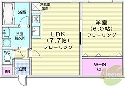 ジュネス大通 1DKの間取図画像
