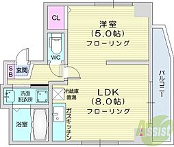 リライエンス円山 1LDKの間取図画像