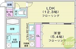 グランメール西麻生 1LDKの間取図画像