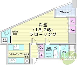 INFINITY22 ワンルームの間取図画像