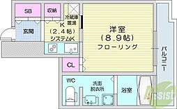 ラフィネタワー札幌南3条 1Kの間取図画像