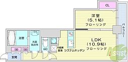 PRIMEURBAN札幌リバーフロント 1LDKの間取図画像