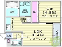 フェリーク 1LDKの間取図画像