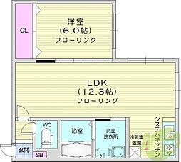 カメリア2 1LDKの間取図画像