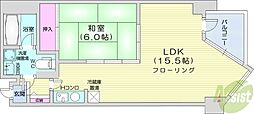 INOVE札幌資生館前 1LDKの間取図画像