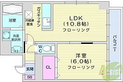 N35フジイMS 1LDKの間取図画像