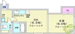 ノースランド南8条 1DKの間取図画像
