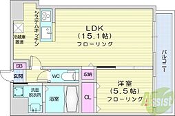 マストライフ南4条 1LDKの間取図画像