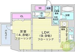 F022円山 1LDKの間取図画像
