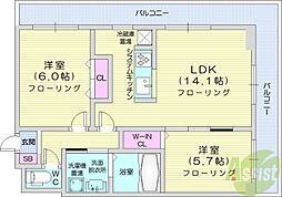 第10旭レジデンス 2LDKの間取図画像