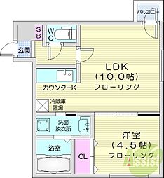 ルーク南4条 1LDKの間取図画像